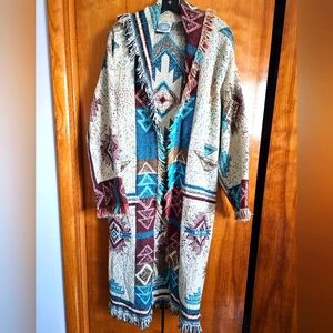 Sugar Street Weavers Vintage Boho Hippie Fringe Cardigan OS